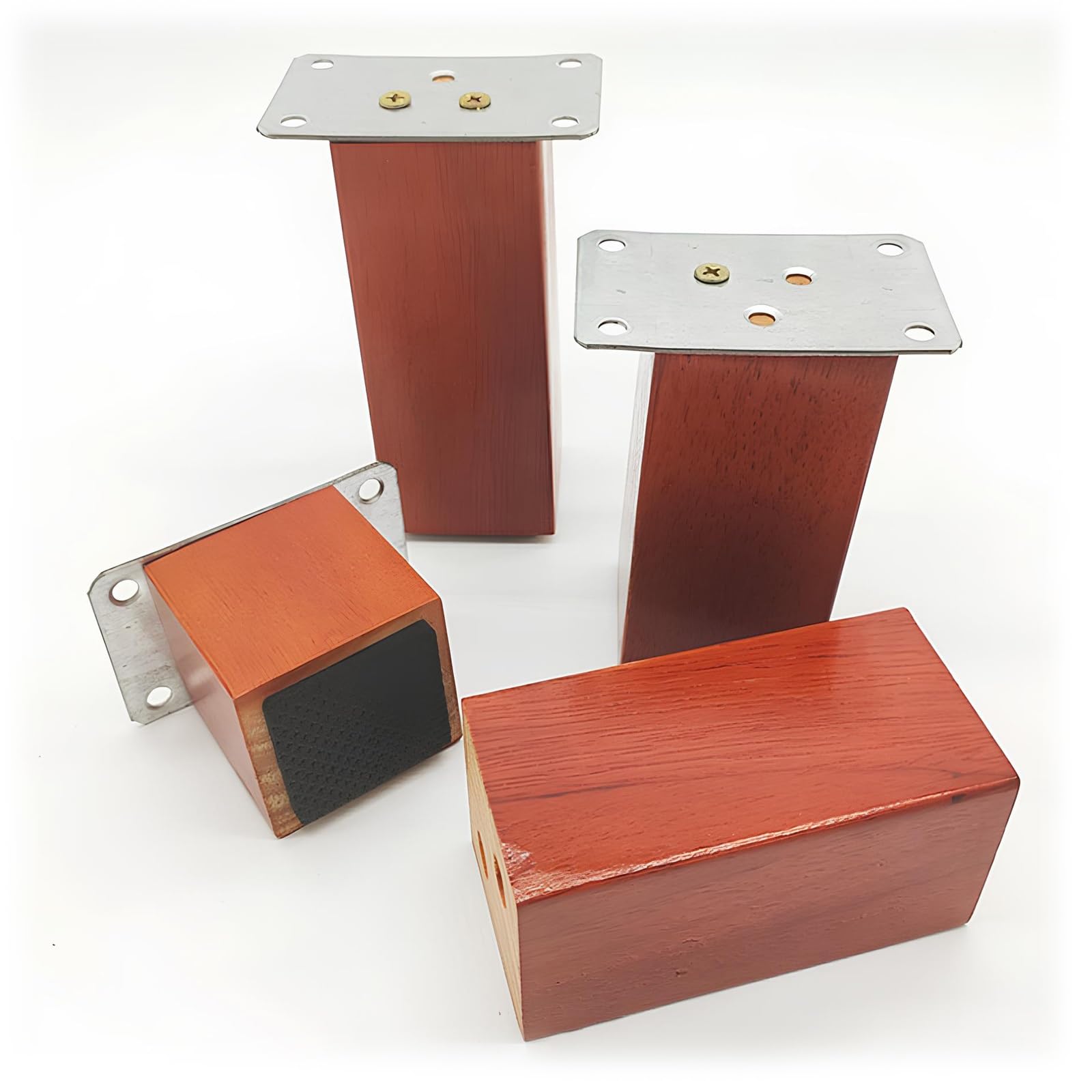 Genérico Patas De Apoyo Cuadradas De Madera: Patas De Repuesto DIY para Cama, Sofá Seccional, Cómoda, Sillón Reclinable Y Mesita De Noche(Crabapple,15cm/5.9in)