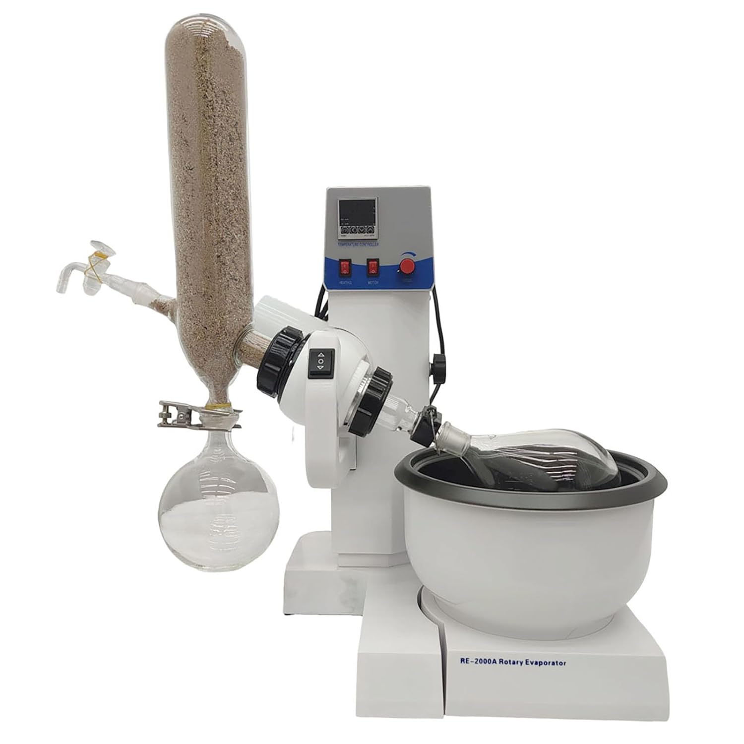 2L Auto Lifting Rotary Evaporator with LCD Display 20-200 RPM Rotation Speed Rotavapor RE-2000A Lab Evaporation Equipment 1L Collect Bottle 110V 1500W