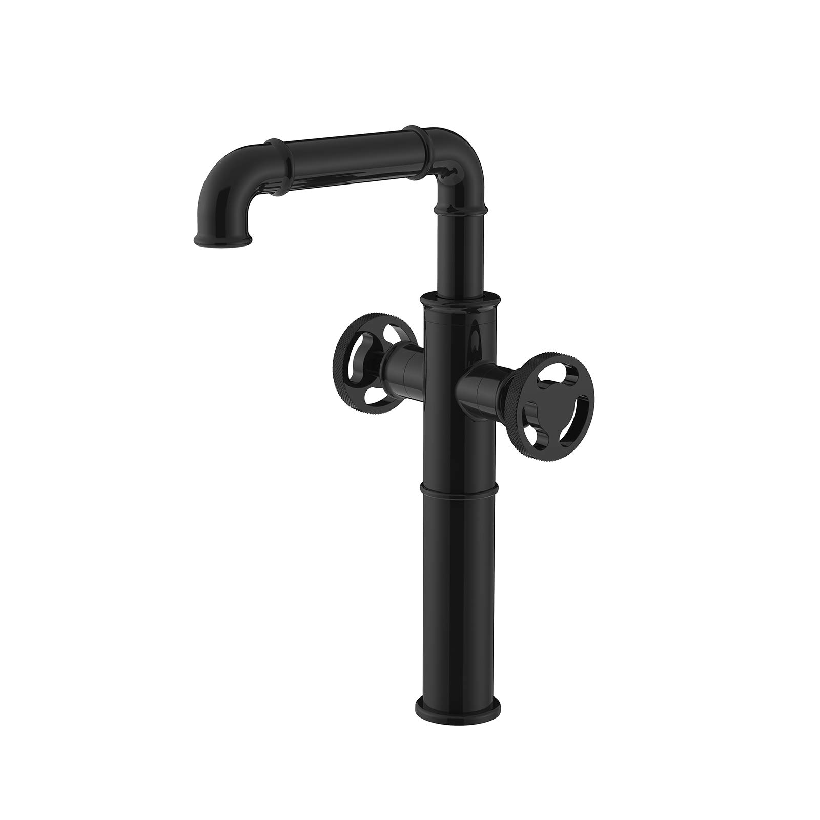 ZQFHSX Black Industrial Style Brass Bathroom Faucet with Double Handle Single Hole Basin Mixer Tap Deck Mounted Vanity Lavatory for Hot and Cold Water
