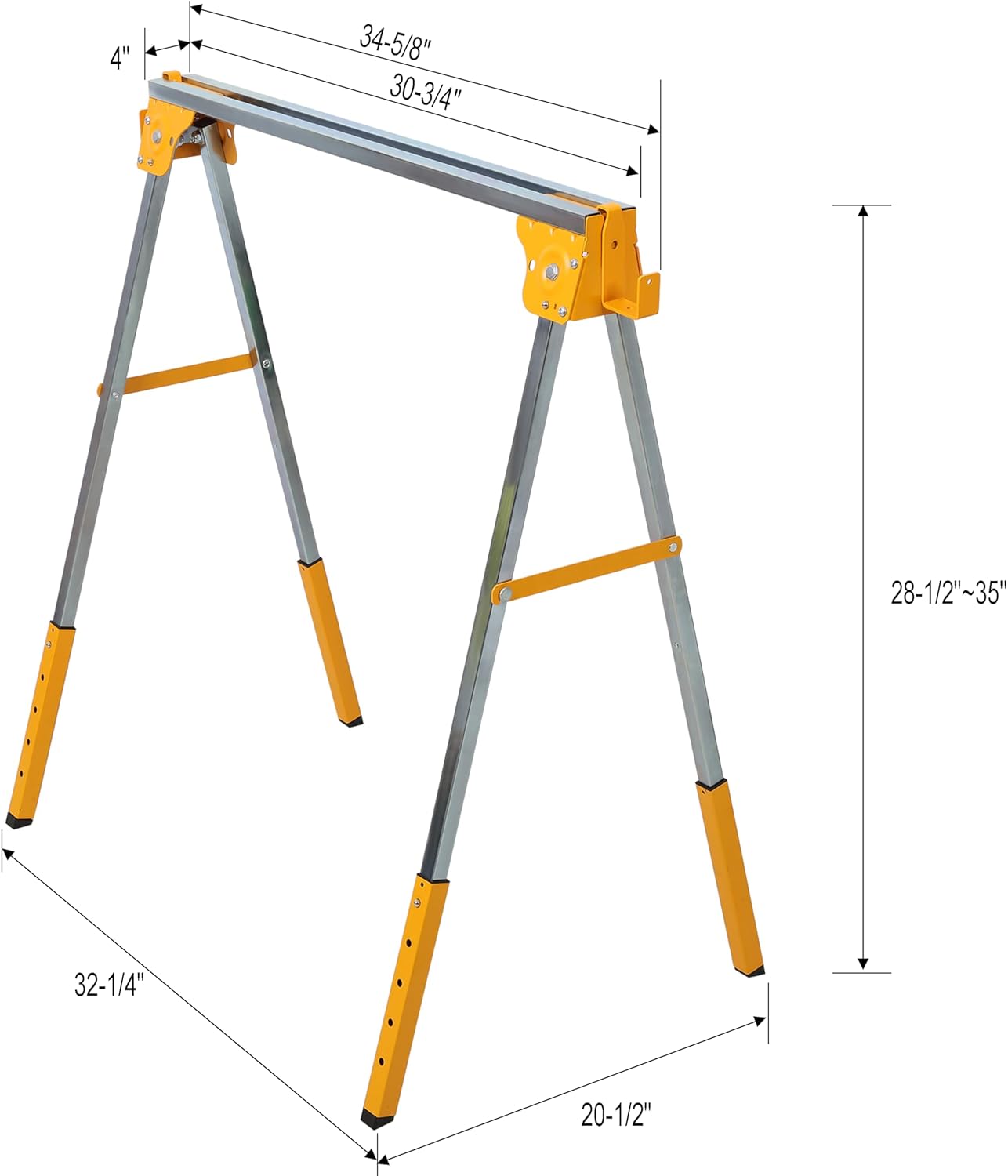 2 Pack Adjustable Saw Horses, Rectangular Folding Sawhorse, Workhorse Saw Horses 2 Pack Folding Heavy Duty Sawhorse Table Heavy Duty Saw Horse Portable Work Horse for Woodworking