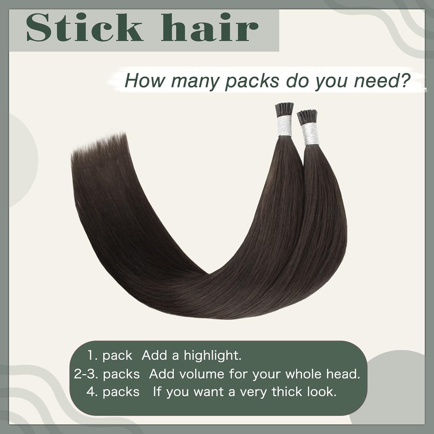 Sixstarhair Hair Keratin Human Hair Extensions Dark Brown 50G/Pack 20Inch Cold Fusion I Tip Hair Extensions Pre Bonded Real Human Hair Brown Real Human Hair Extensions 50 Strands