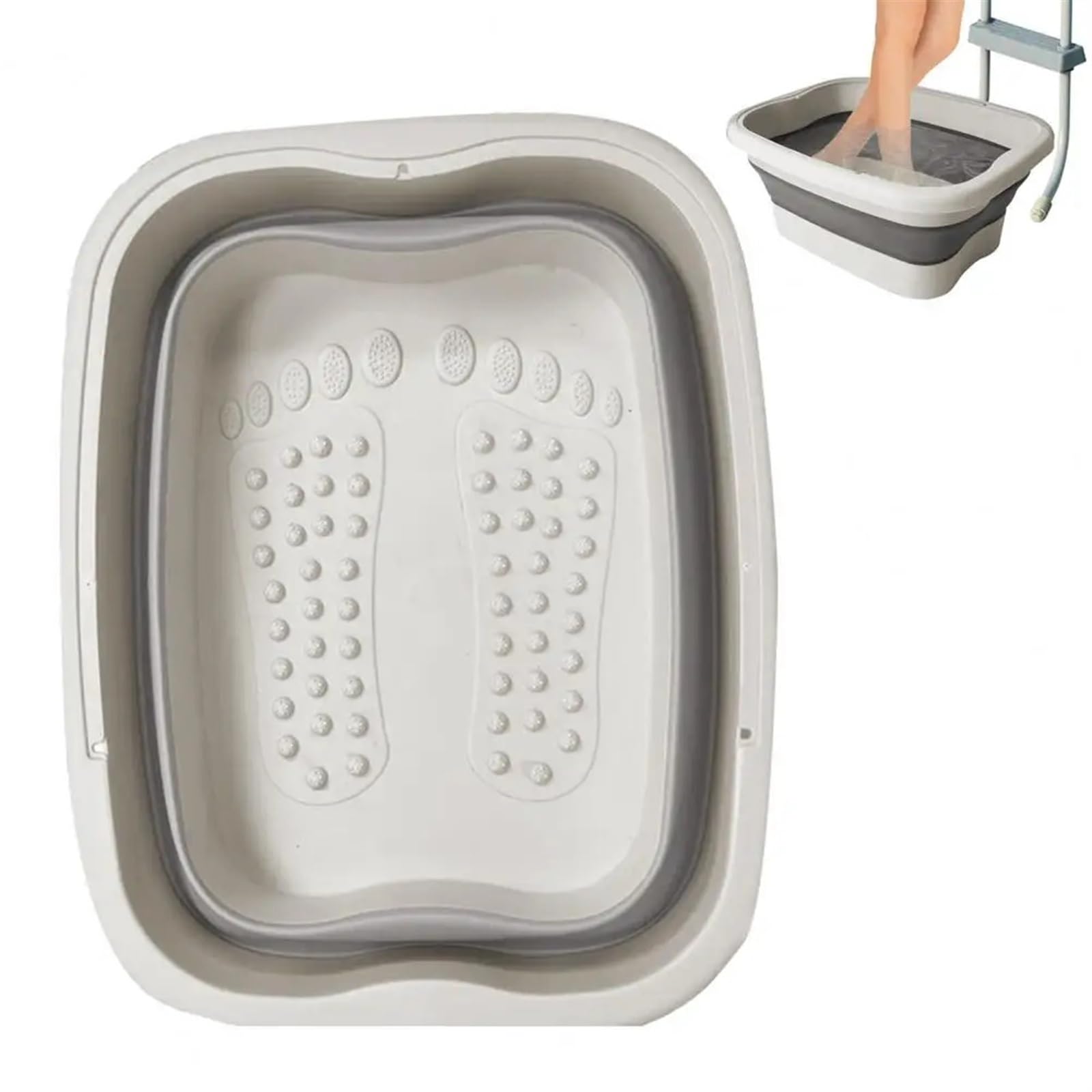 Cubo Plegable Para Remojo De Pies Cubo plegable for remojo de pies, lavabo baño for , plástico portátil for Camping, cocina, fruta, exterior, 2 uds(Grey)