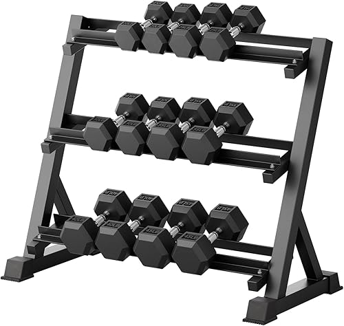 Miniatura 14 de RitFit 5-780LBS Rubber Coated Hex Dumbbell Weight Set with Rack for Home Gym, Strength Training, Workouts