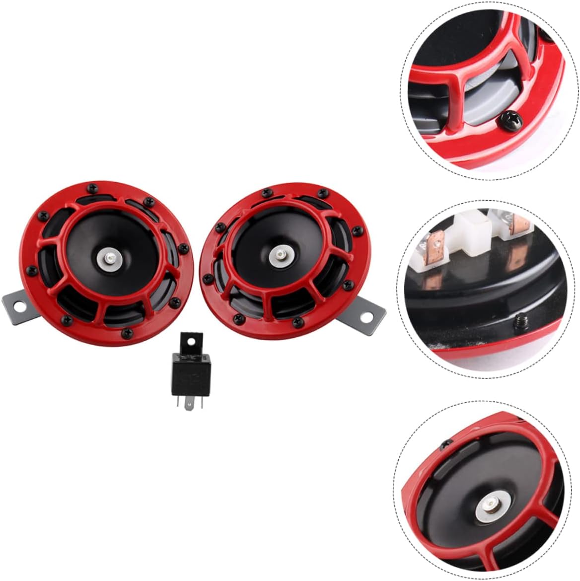 Ciieeo 1Pair Super Loud Car Horns High Low Tone Electric Whistle Horns for Motorcycles Vehicles Durable Easy Installation Includes Relay for Trucks Rvs