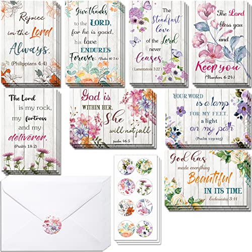 Containlol 24 Pcs Christian Cards with Scripture Encouragement Mothers Day Floral Bible Verse Cards with Envelopes and Stickers Religious Inspirational Scripture Gifts for Men Women Supplies(Vintage)