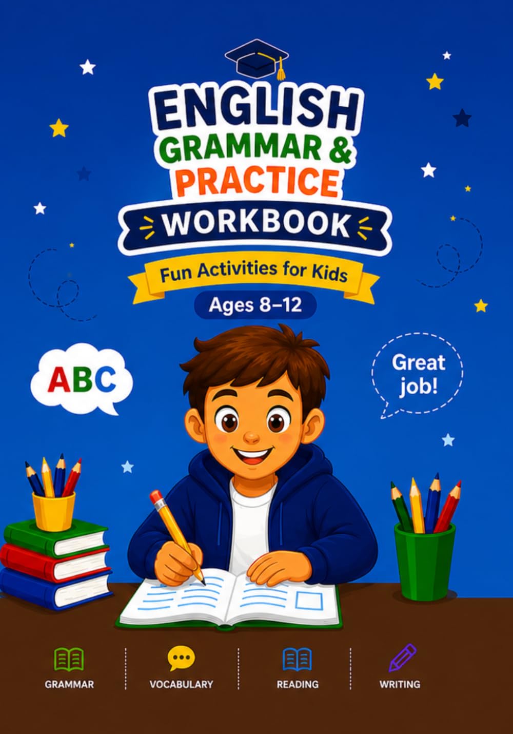 English Grammar & Practice Workbook for Kids Ages 8-12 .: Fun activities to improve grammar, vocabulary, reading and writing skills.