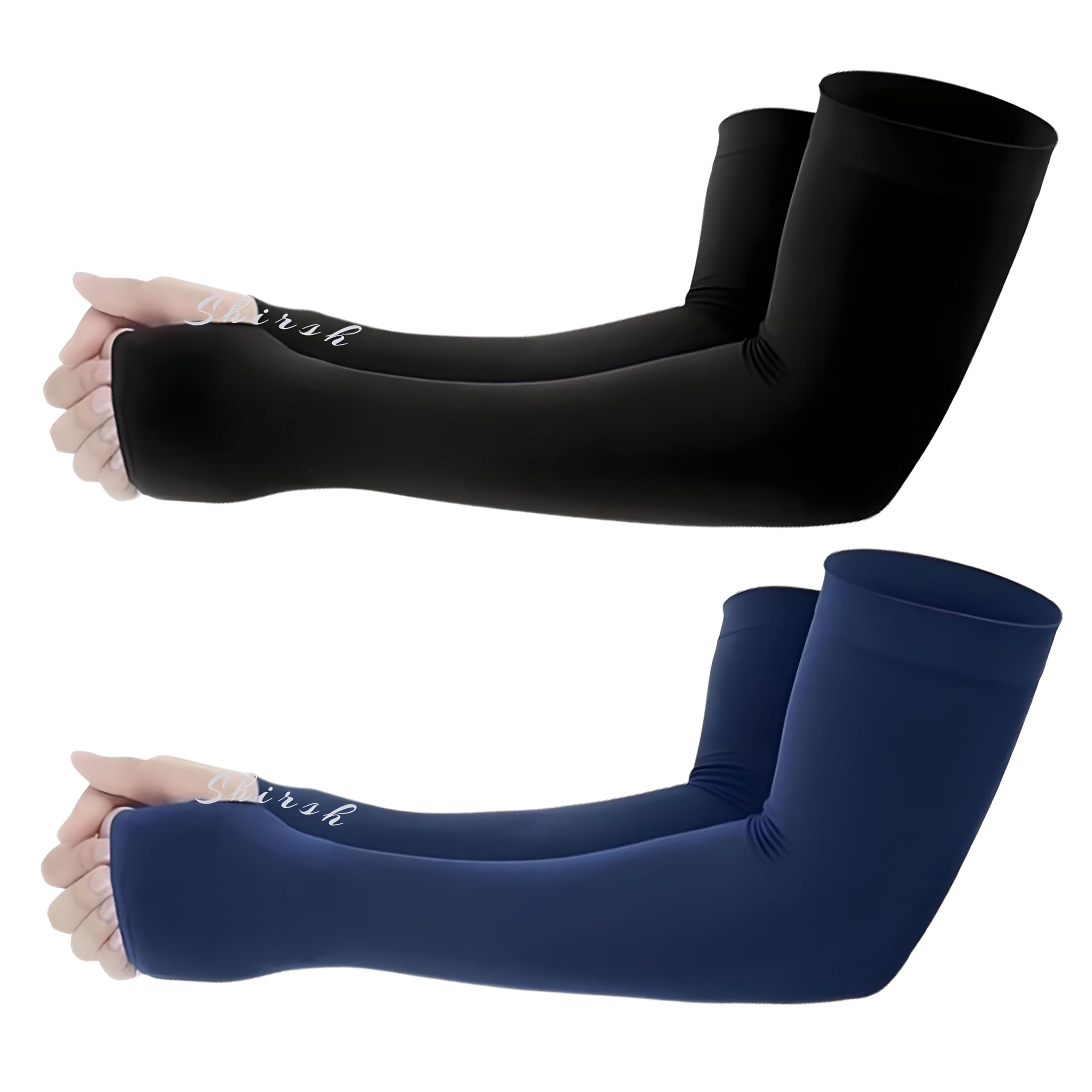 Sun Protection Cooling Men and Women Arm Sleeves with Thumb Holes - Gardening Indoor or Outdoors Sports, Cricket, Hand Gloves, Workouts Sunscreen Arm Sleeves - 2 Pair