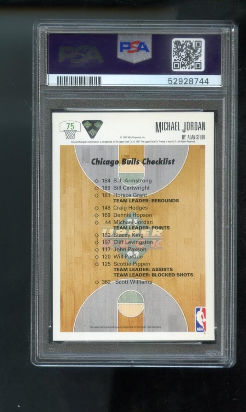 1991-92 Upper Deck #75 Michael Jordan PSA 9 Graded Basketball Card NBA Chicago Bulls Checklist 1991 1992 91 92 MINT