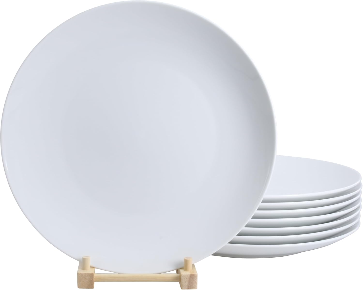 BIA Cordon Bleu Everyday Porcelain Coupe Dinner Plates, Set of 8, 10.5: each, White