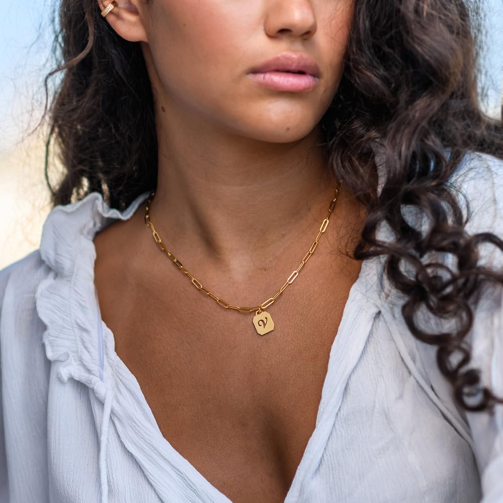 OAK & LUNA - Personalized "Chain Reaction" Necklace in Sterling Silver 925 / Gold Plating / Rose Gold Plated - Custom Classic Dainty Jewelry Gift for Her, Women, Mom, Grandma For Mother's Day, Christmas, Birthday