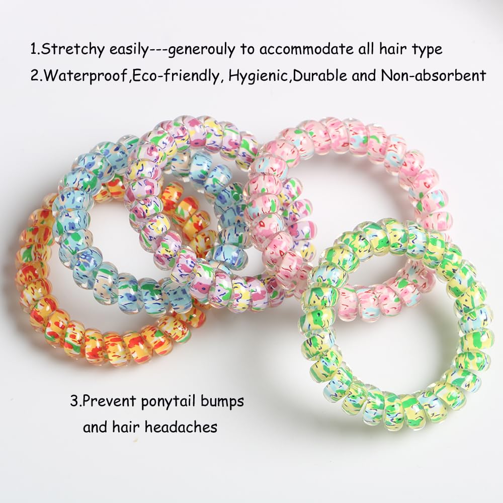 Spiral Hair Tie, 25 Count, Pack of 1 Skin-friendly TPU, Elastic Coil Hair Ties for Women Girls, No Crease Telephone Wire Cord Hair Ties for Thick Hair & Thin Hair, Mixed Color