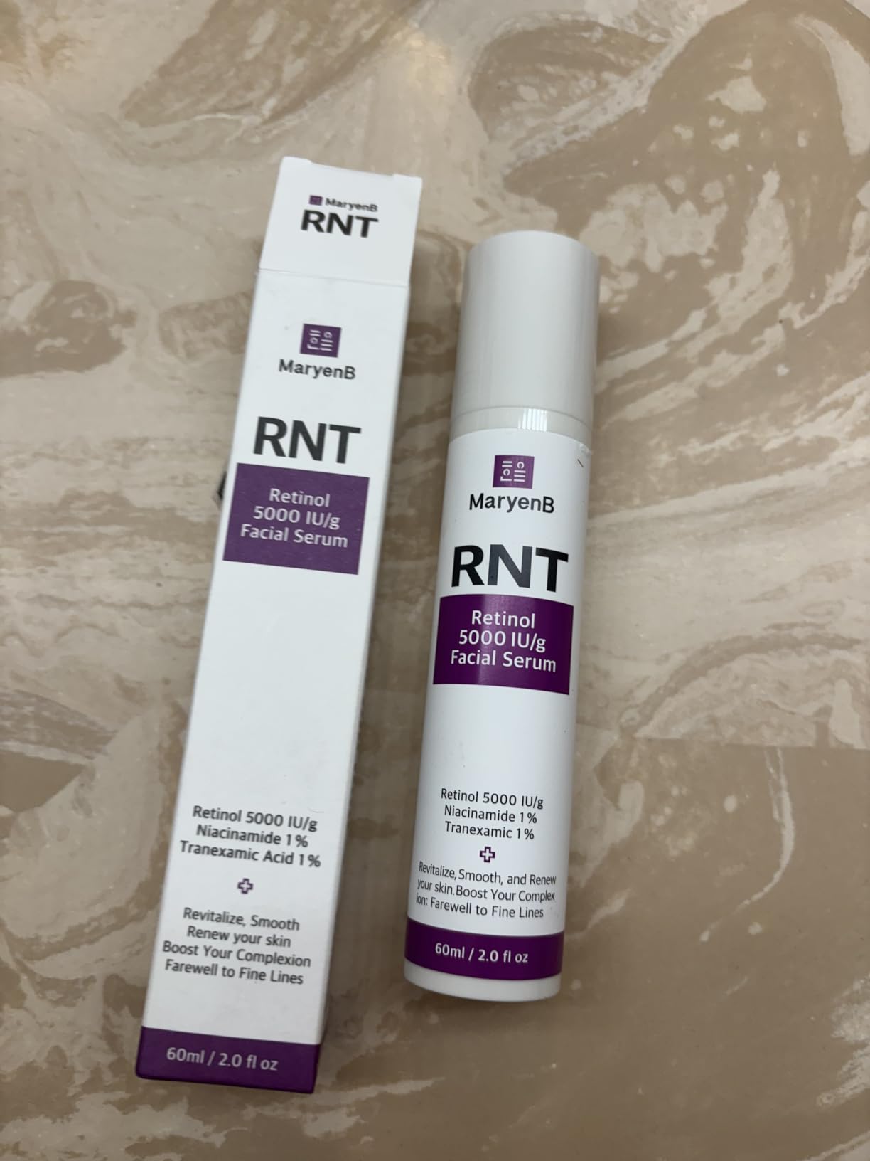 MaryenB Retinol 5000IU, Niacinamide 1%, Tranexamic Acid 1% Face Serum – Moisture Enhancing Essence with Hyaluronic Acid, Vitamin E, Gentle for Daily Skincare, 2 Fl Oz (60ml)