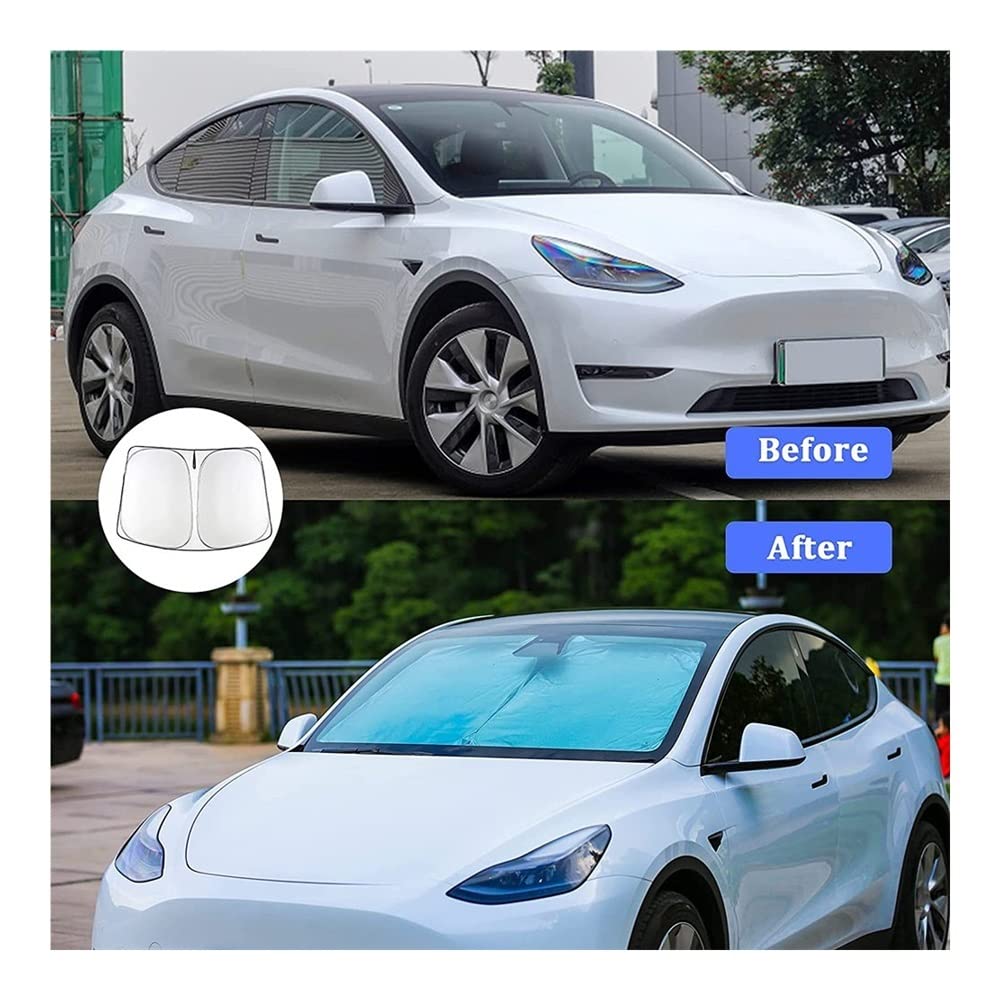 Parasole Auto Parabrezza Auto Parabrezza Parasole Blocchi Raggi UV Modely Parasole Protezione Pieghevole per Tesla Y per Modello 3 2017-2022 Parasole Accessori