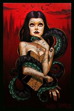 Squid Ink Sexy Lady by Gabi Spree Octopus Red Semi-Gloss Fine Wall Art Print