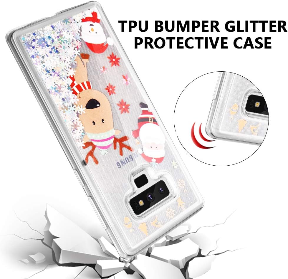 Caka Galaxy Note 9 Case, Galaxy Note 9 Glitter Case Liquid Series Sparkle Fashion Bling Luxury Flowing Liquid Floating Glitter Soft TPU Clear Christmas Case for Samsung Galaxy Note 9 (Moose)