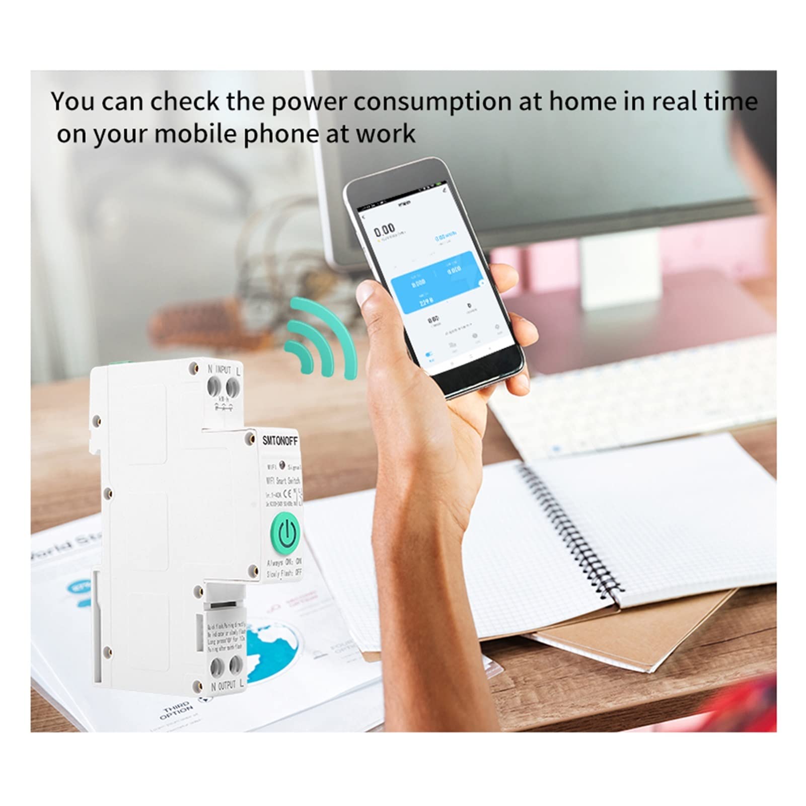 Monitores de energía inteligentes 1P Monofásico Tuya Din Rail WIFI MEDIDOR DE ENERGÍA KWH METER WATTMETER TIMER CONTROLTE CONTROL DE VOZ AEXA for HOGAR INTELIGENTE Disyuntor de electricidad, consumo d
