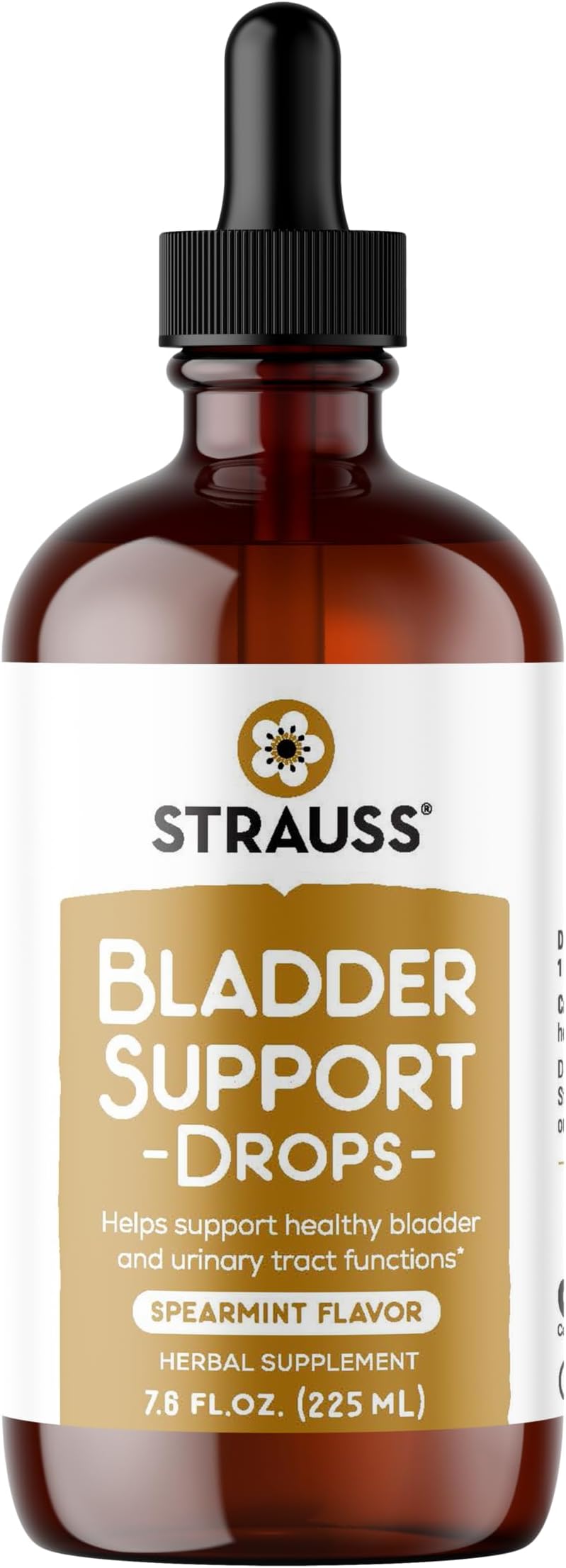 Strauss Naturals Bladder Control Support Drops 225ml – Urinary Tract Health for Women and Men – Natural Liquid Supplement for Bladder & Urinary System Function – Gluten-Free, Soy-Free, Non-GMO Formula