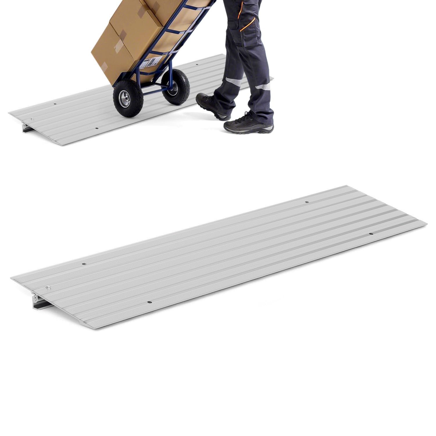 Rampa de Aluminio 86,4 x 18,3 x 2,5 cm, rampa Modular con Superficie antideslapante, Ajuste Ajustable y Fuerza de Soporte de 360 kg