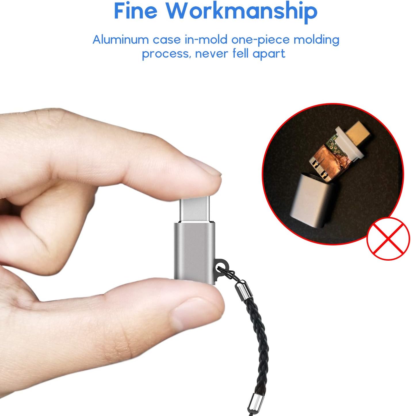 Micro USB to USB C Adapter 4-Pack + USB C to Micro USB Adapter with Keychain 2-Pack Compatible with Samsung Galaxy S10 S9 S8 Plus Note 9 8, MacBook- Sky Grey