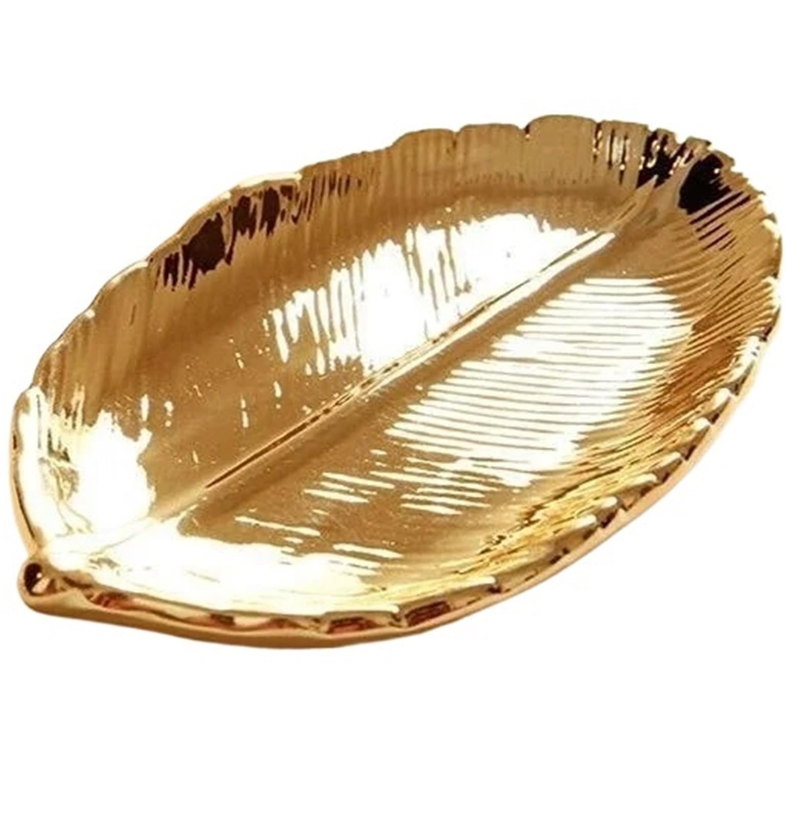 RRYPBOVG Ceramic Jewelry Dish Ceramic Leaves Shaped Dish Dinner Plates Cake Candy Dessert Tray Jewelry Storage Home Decoration Trays Decorative(Gold)