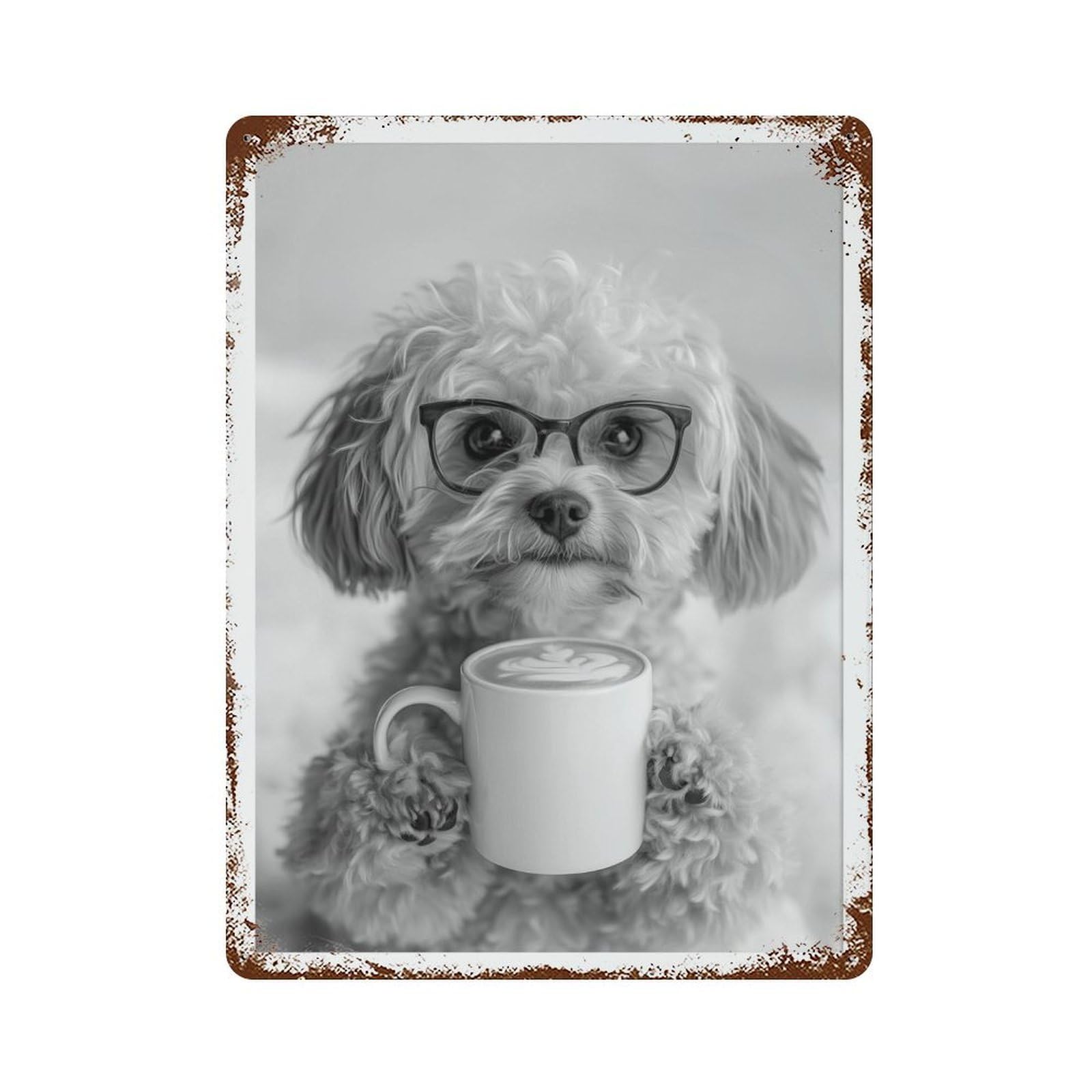 xiaoxiaoshen Maltipoo Coffee Bar Decor, Funny Dog Wall Decor Art Metal Tin Poster Modern Home Decor Art Home Bar Shop Decorations Vintage Sign 40x30cm
