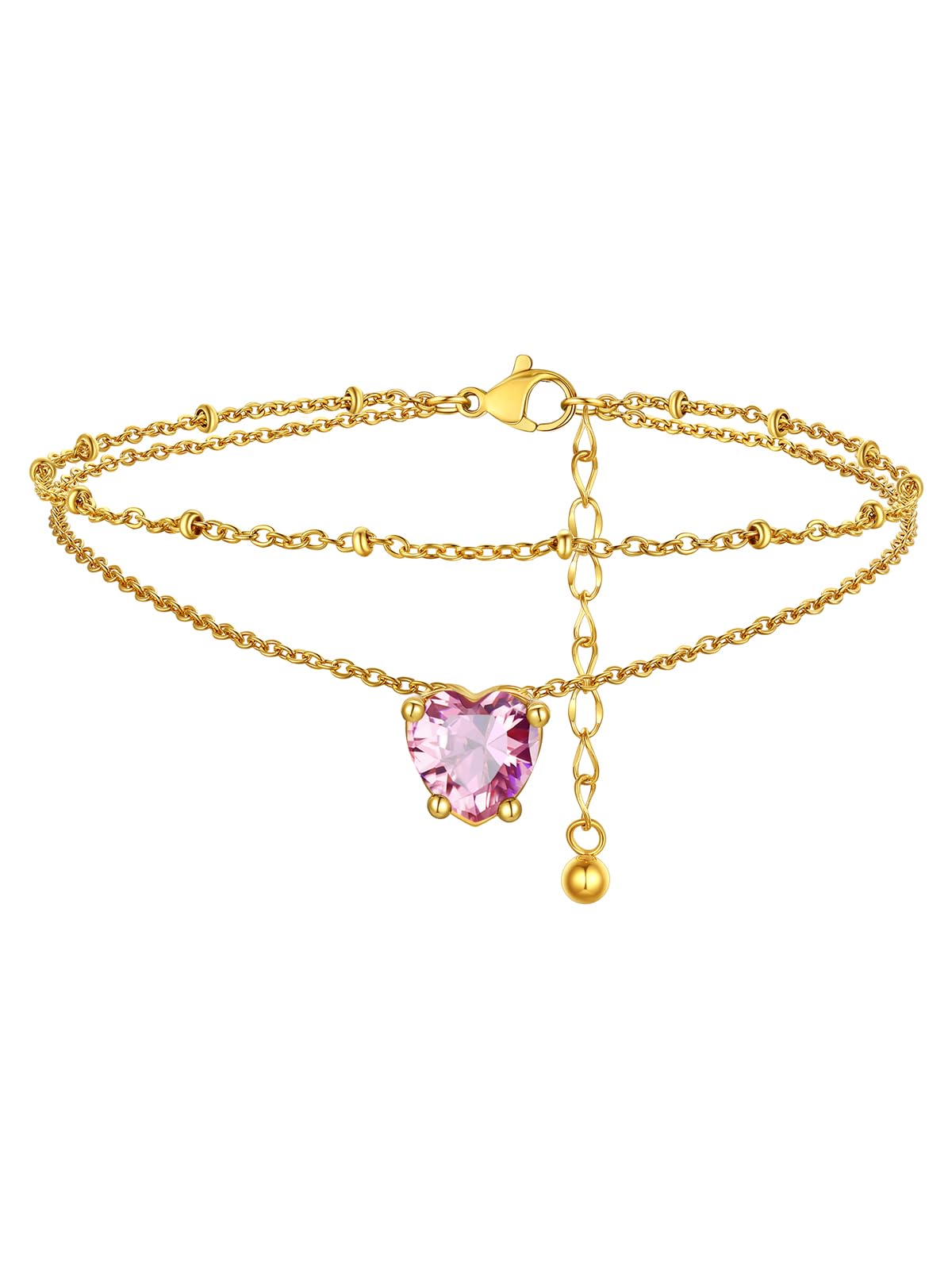 FindChic Birthstone Anklets for Women Layered Ankle Bracelets for Women