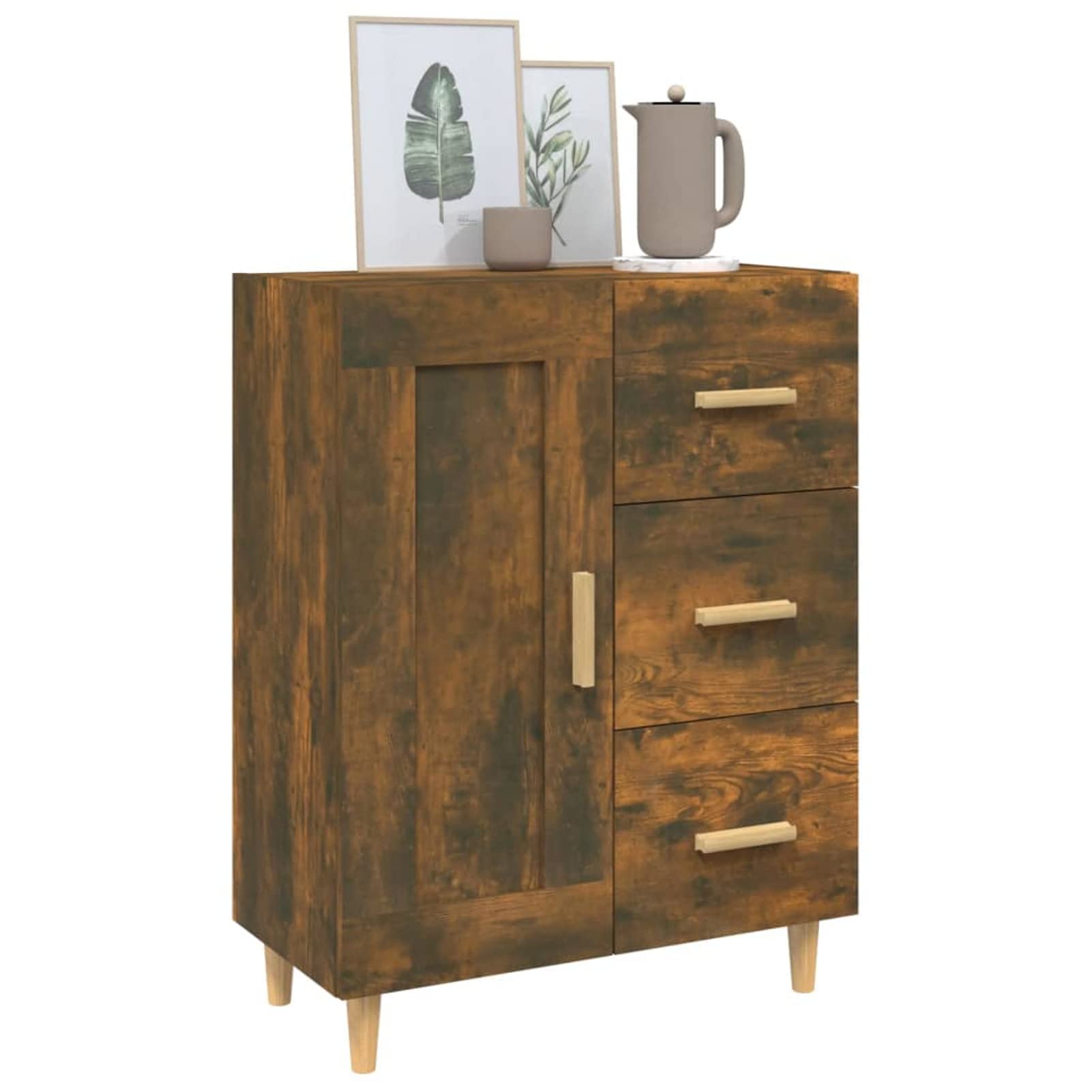 Tidyard Buffet Bois Buffet Cuisine Commode Meubles Rangement Organisateur de Maison 69,5x34x90 cm Bois d'ingénierie Chêne fumé