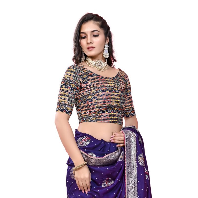 Image of Colorful Street Cotton Stretchable Round Neck Printed Blouse