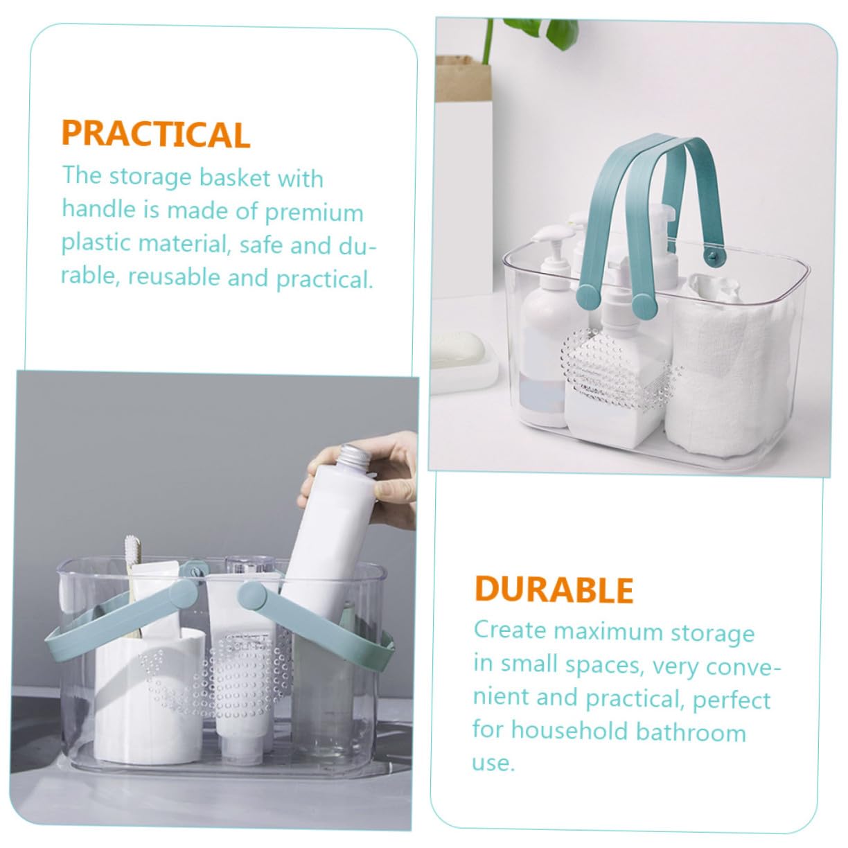 NUOBESTY Cesta de Ducha Ballena de Plástico para Baño con Asa Portátil | Organizador Reutilizable, se Mantiene Firme sobre Superficie Plana, Adecuado para Gel y Toallas