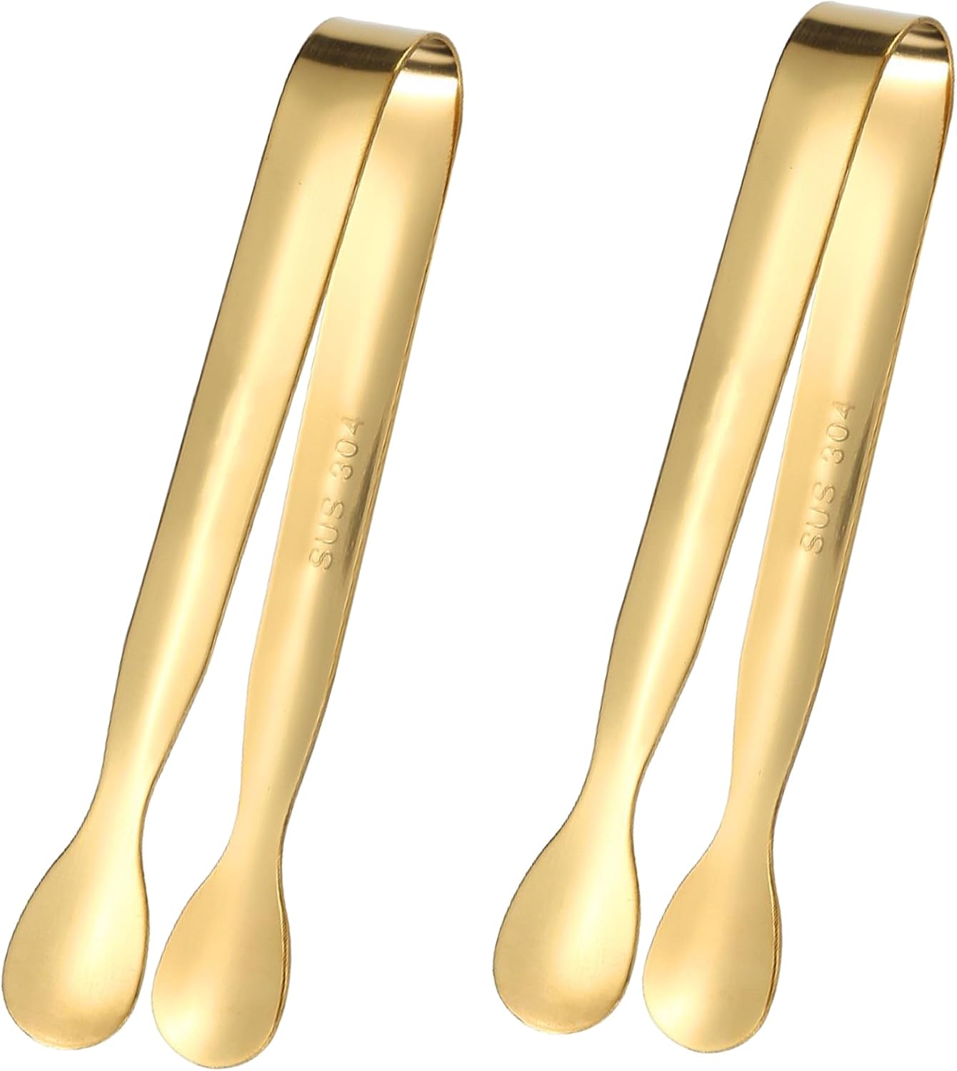 Stainless Steel Lace Side Sugar Clamp Tongs Ice Coffee Bar Buffet Kitchen Spoon - Black - 2 Pack