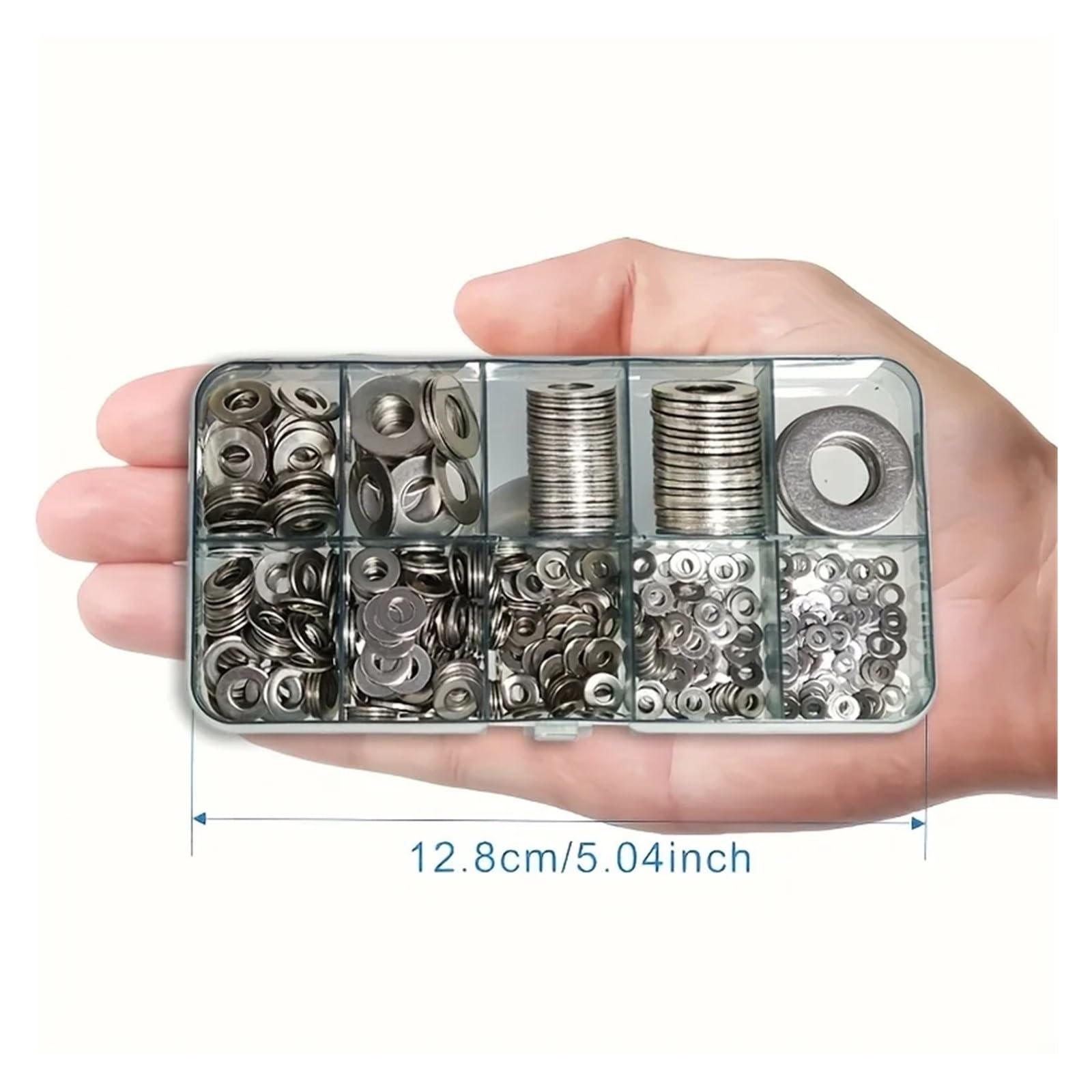 Assortiment de rondelles plates Assortiment de 80 à 580 pièces en acier inoxydable, Kit rondelles plates avec boîte rangement, plusieurs tailles (M2-M10) for vis et boulons(580Pcs)