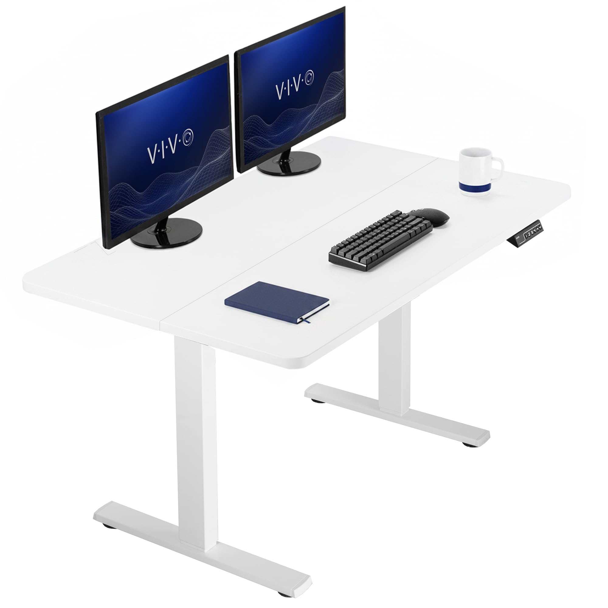 VIVO White 43 x 24 in Standing Desk, DESK-1W4W | Electric, Holds 220 lbs, Sit Stand, Height Adjustable, Home Office, Memory Presets, 1B Series, White Frame