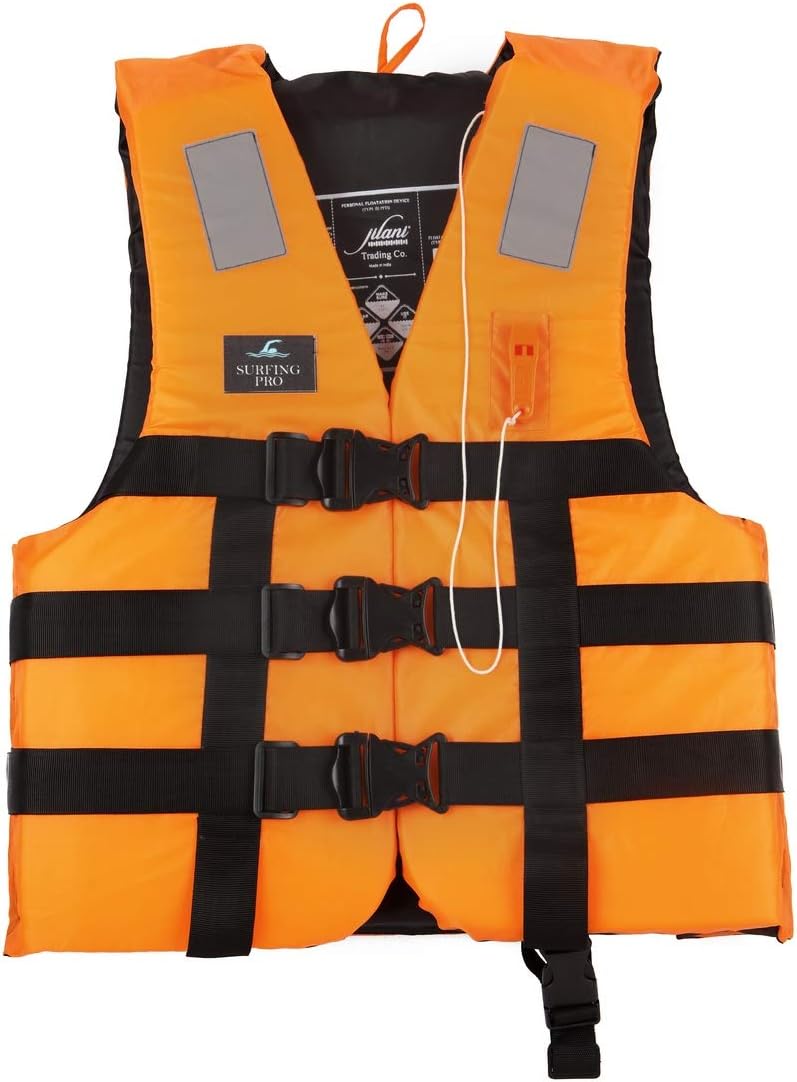 Jilani Adult Vest Life Safety Jackets Weight Capacity 40-120+ Size XL Orange