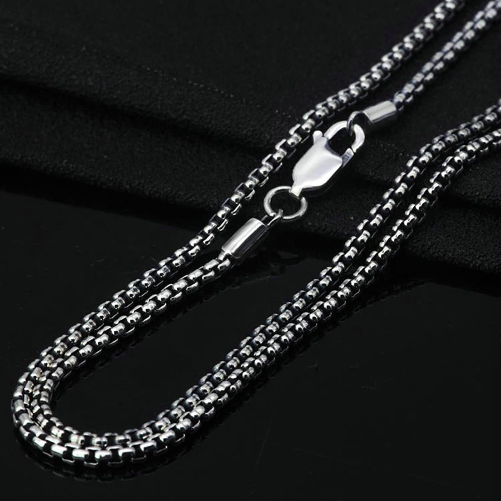 KnSam Collar de cadena Belcher de plata de ley maciza para hombre