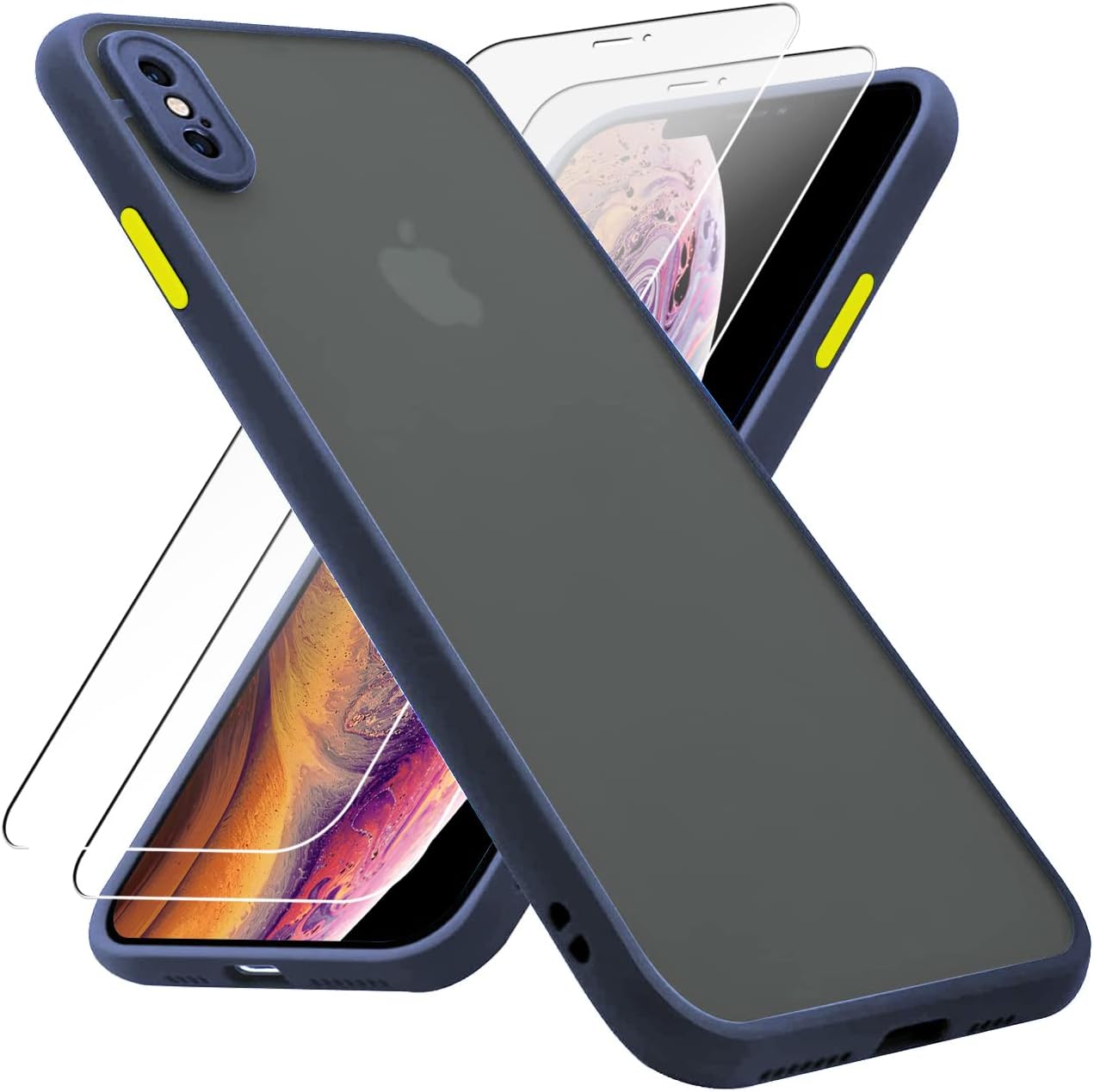 KIOMY Case for iPhone X/iPhone Xs with 2 HD Tempered Glass