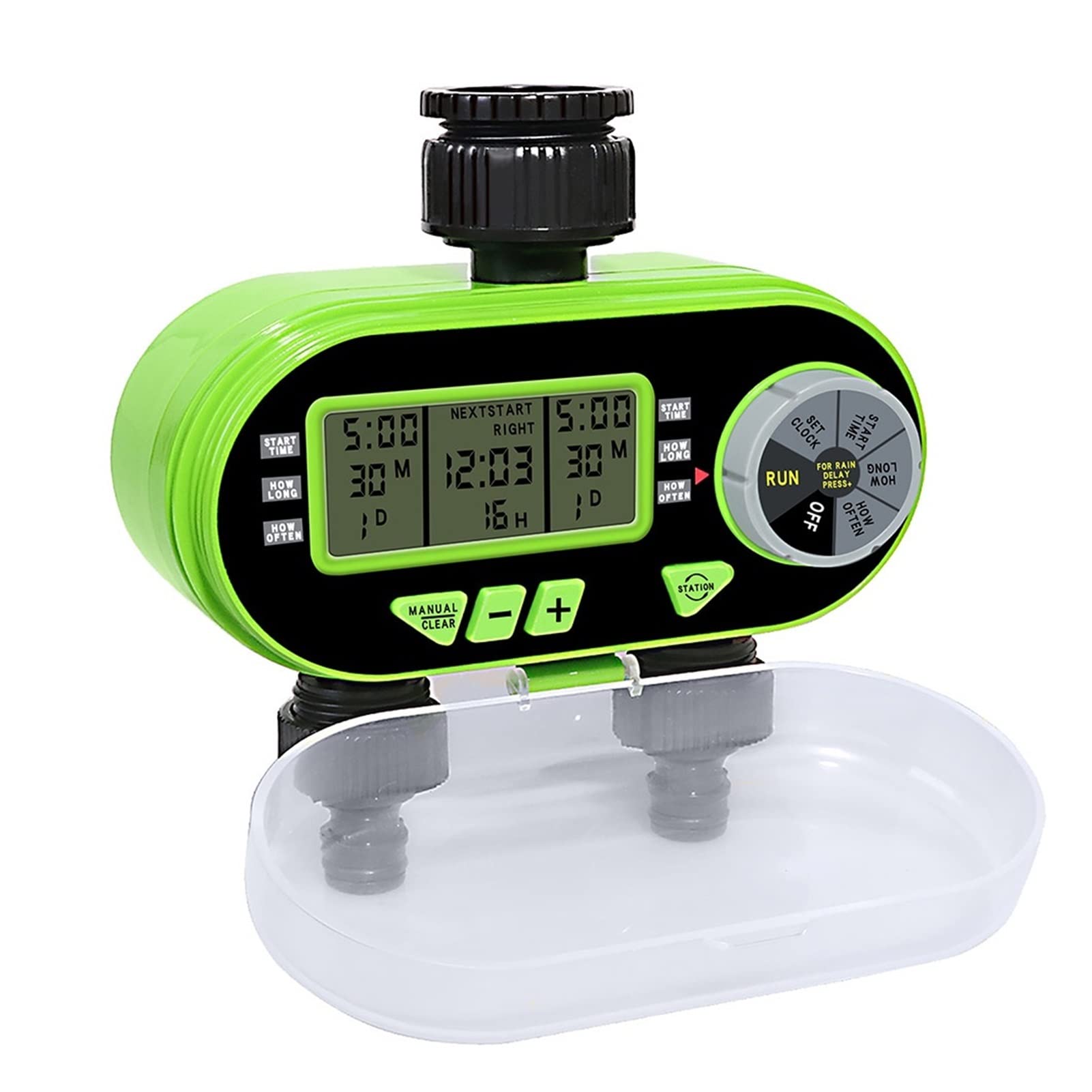 Valvola dell'acqua intelligente Spegnimento Timer per irrigatore da giardino a due uscite Timer elettronico digitale per acqua Elettrovalvola Controller per irrigazione da giardino Telecomando WIFI