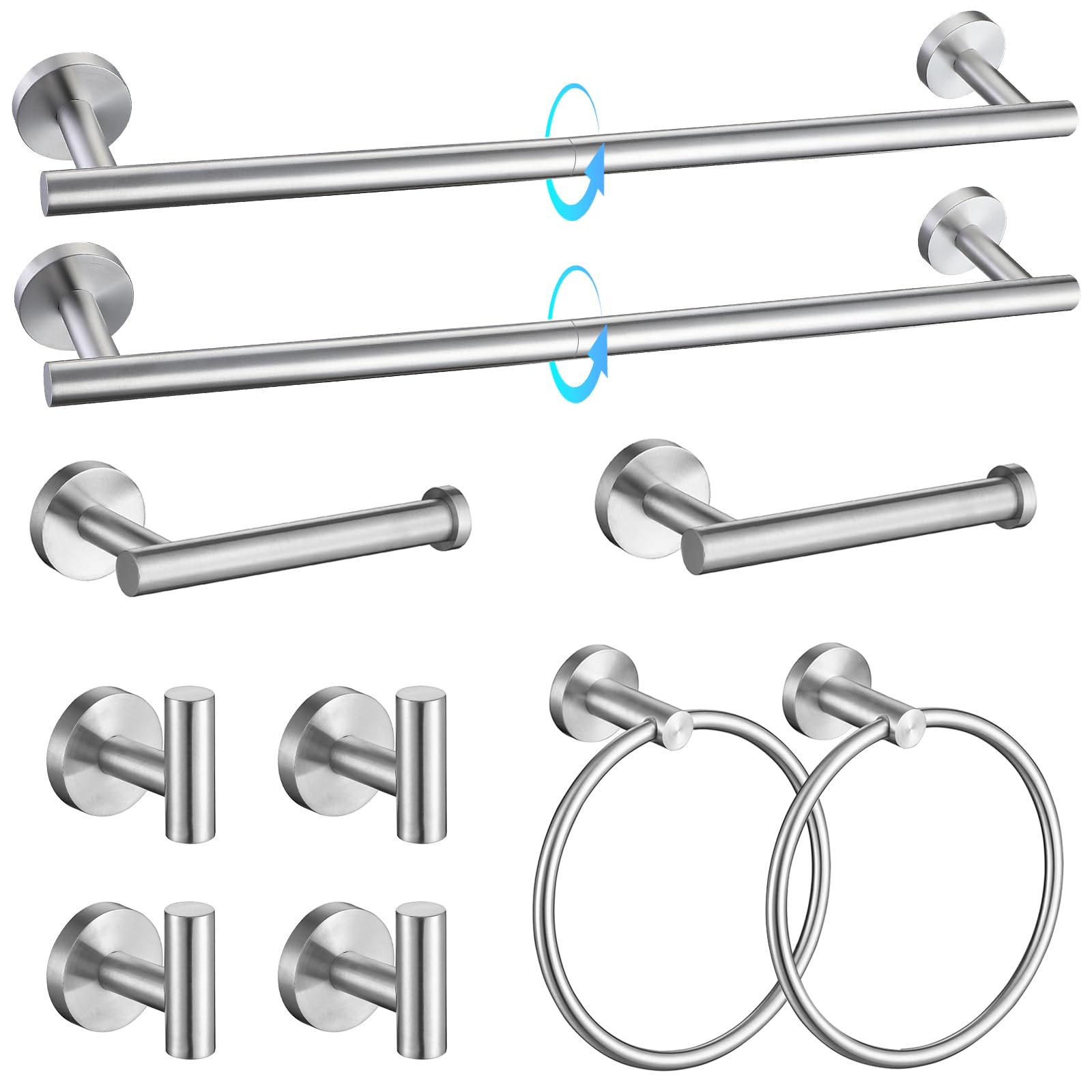TQKAG Brushed Nickel Bathroom Hardware Accessories Set - 10-Piece