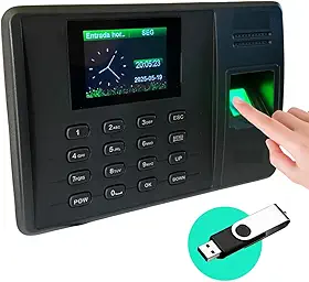 Relógio Ponto Biométrico com Impressão Digital, Sistema de Controle de Acesso Eletrônico, Máquina Para Empresa, Tela Colorida, Controle de Jornada Inclui Pen Drive Não Requer Instalação de Software