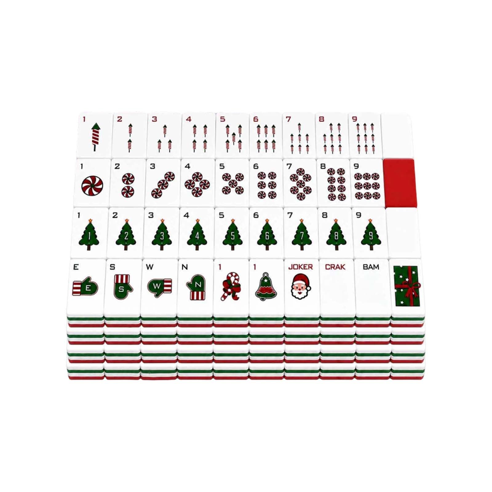 Christmas American Mahjong Set, 160 Acryl Mahjongsteine mit Gravur