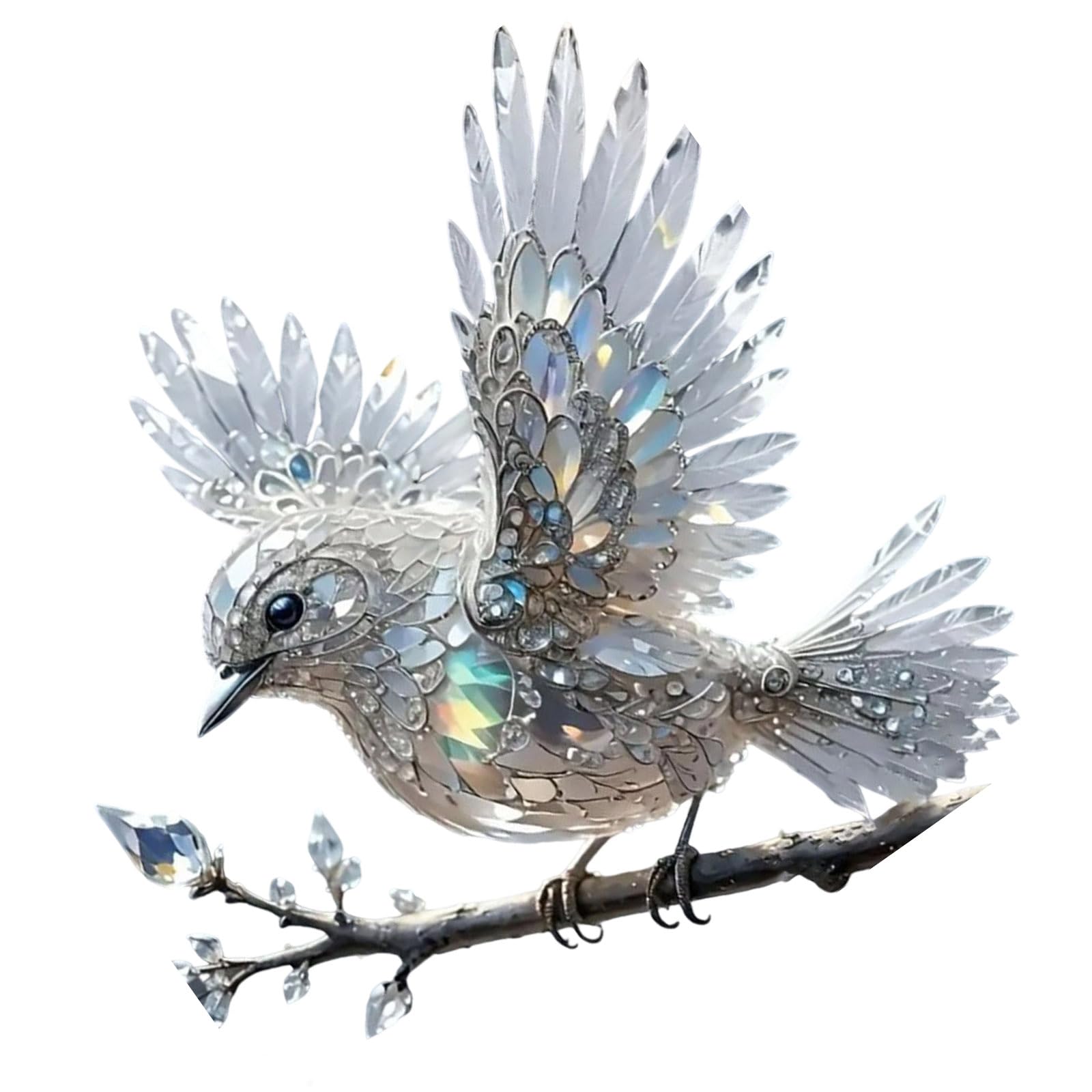 hogtnd Elegant Crystal Bluebird Suncatcher Hanging Ornaments Decoration Acrylic Stained Glass Effect Indoor Outdoor Crystal Bluebird Stained Art Ornament