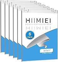 HIIMIEI 8.5x11 Acrylic Wall Sign Holders (6 Pack) - Clear Plexiglass Door Frame w/ 3M Tape, Screws for Easy Sign Displays