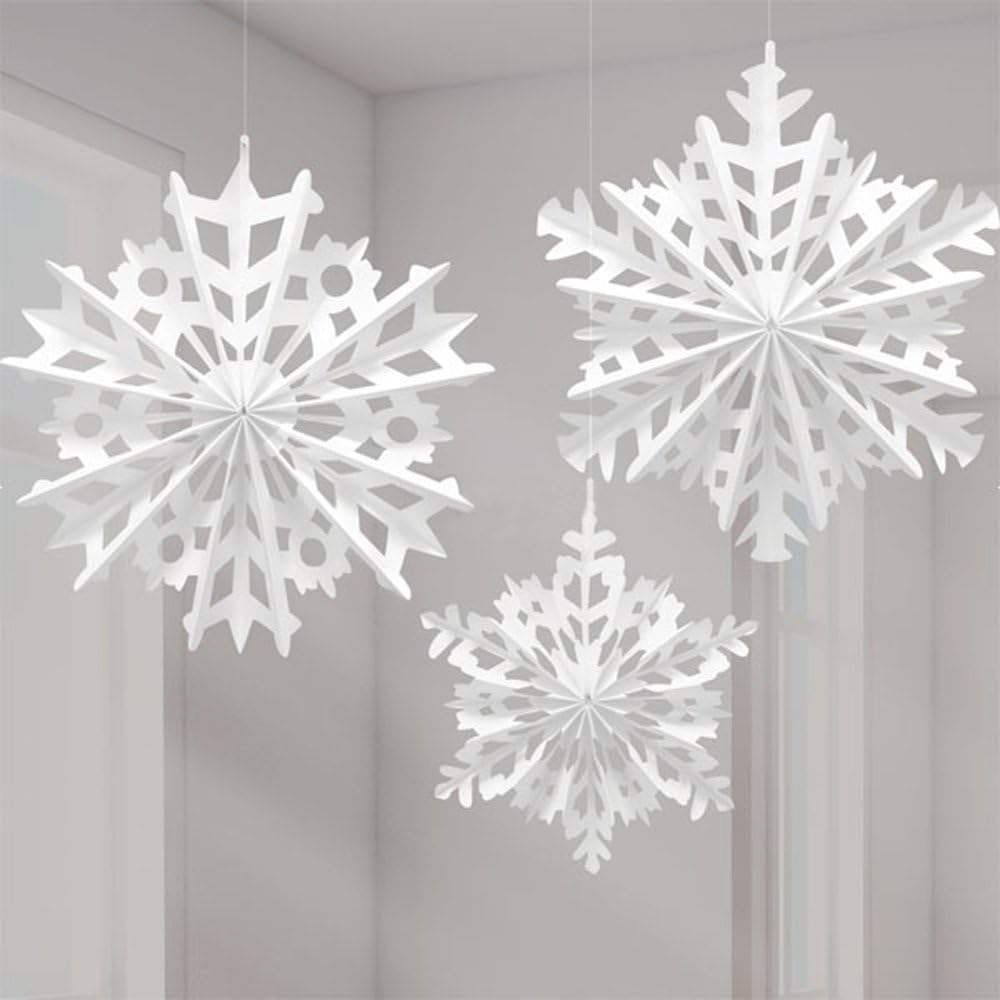Christmas Paper Snowflake Hanging Fans Decorations Size 30cm - 40cm