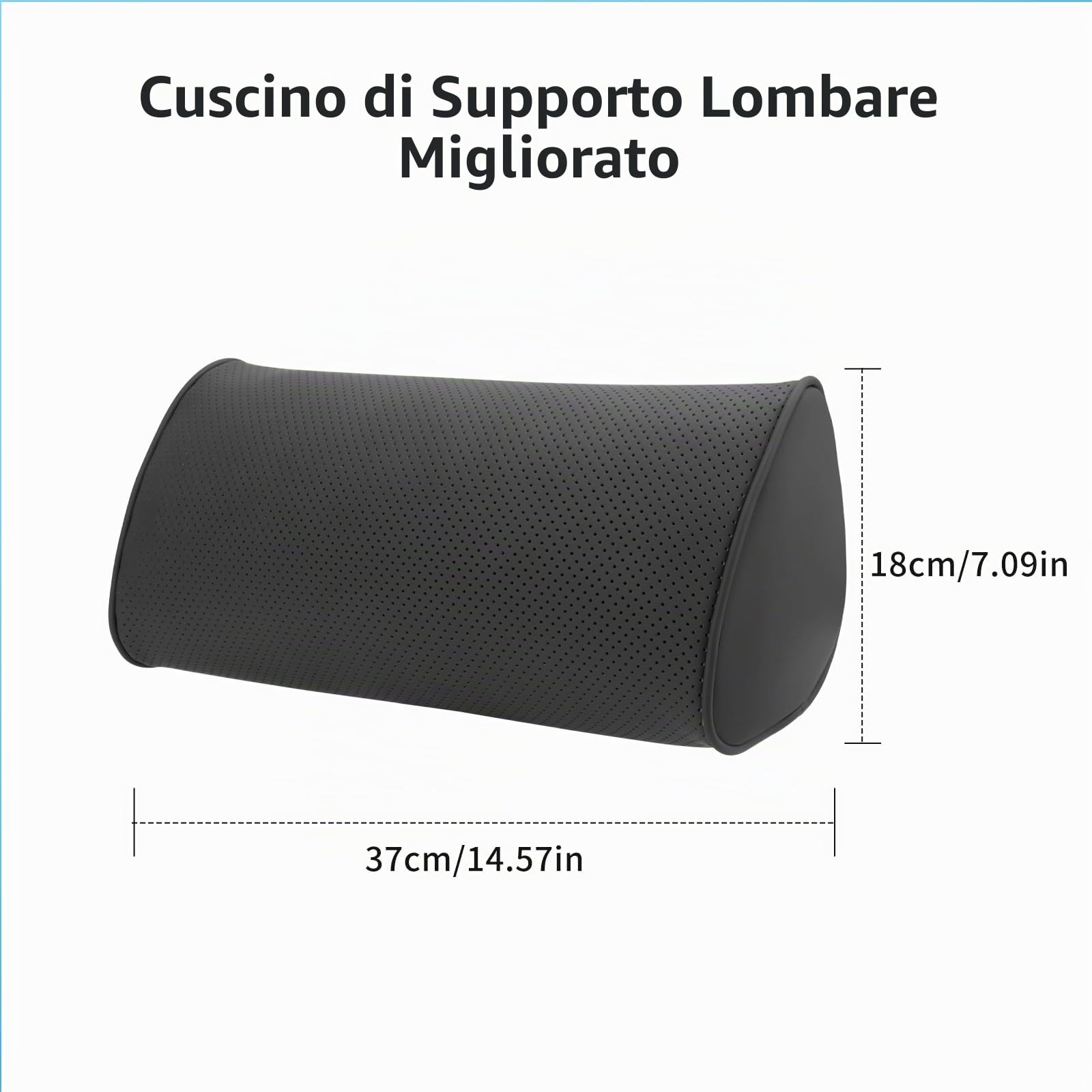 Cuscino Lombare Auto, Cuscino Lombare Ergonomico, Supporto per la Schiena in Schiuma di Memoria per Seggiolino Auto, Sedia da Ufficio, Nero