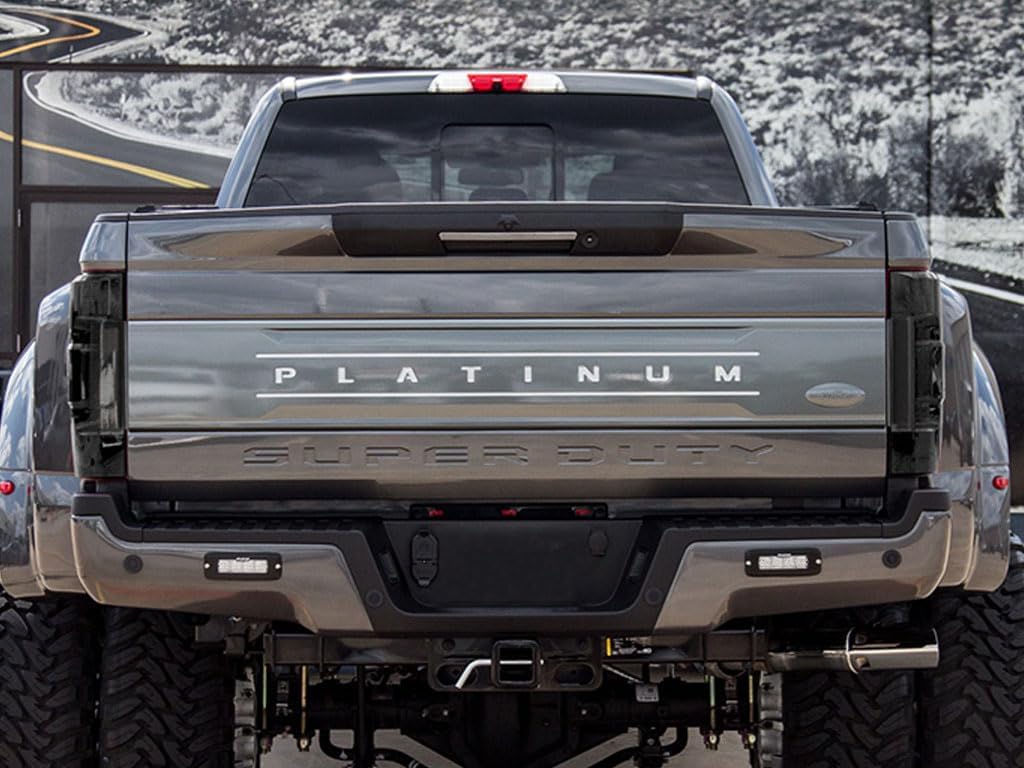 Rvinyl Tail Light Pre Cut Film Tint Cover Kit in Blackout Smoke Compatible with Ford F-450 2017-2019 - Adhesive Backs