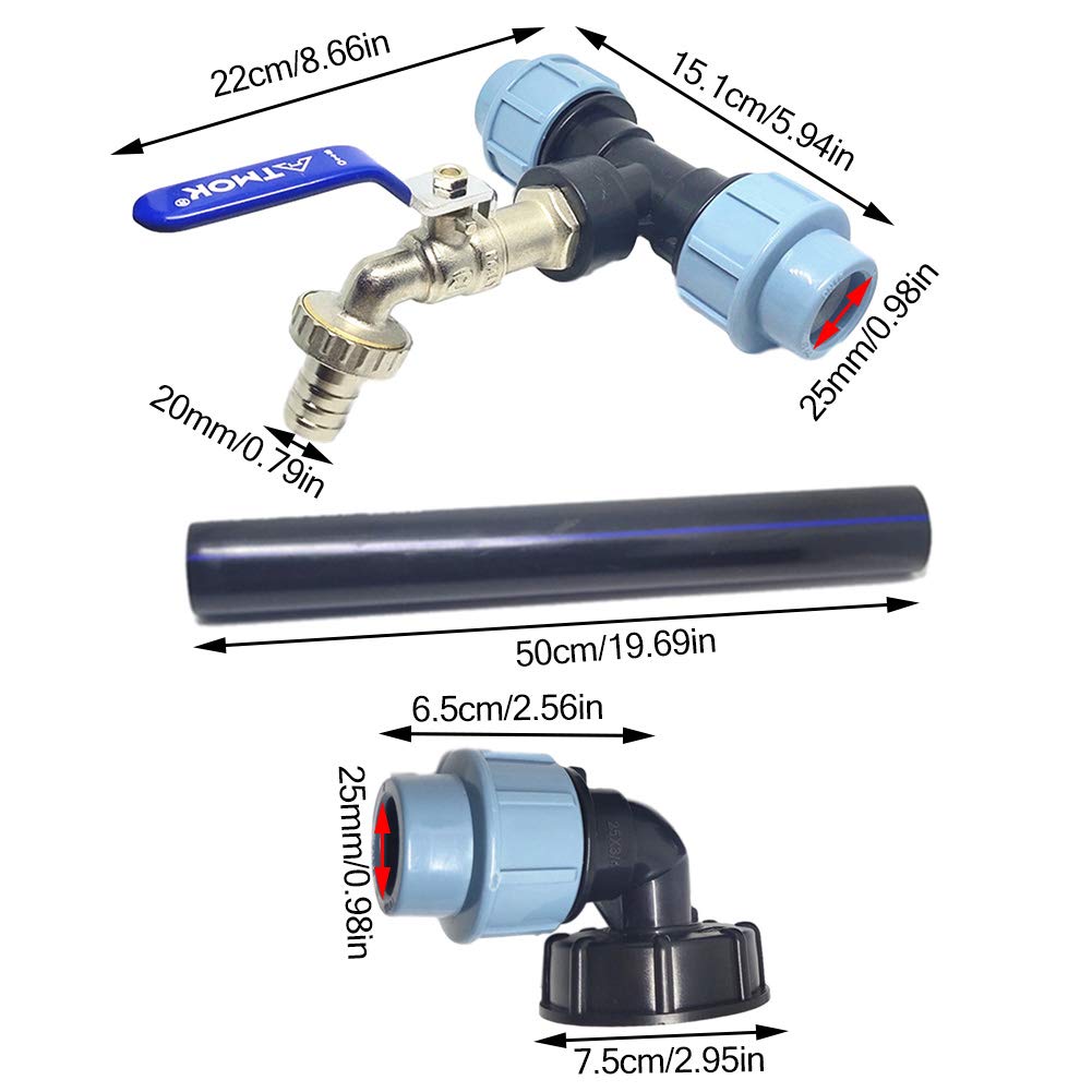Zestaw złączy do zbiornika podwójny adapter do zbiornika z 34-calowym kranem ogrodowym DN50 (75 mm) złączki do zaworu kontenerowego dla wydajnego odpływu wody
