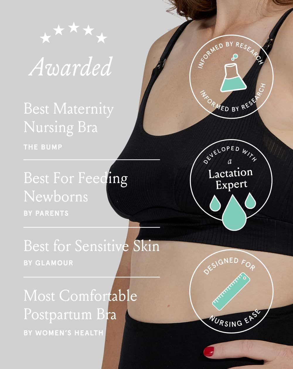 Bodily Everything Bra - Wireless Nursing Bras for Breastfeeding, Soft Stretchy Maternity Sleep Bra with Clip Down Access - Image 4
