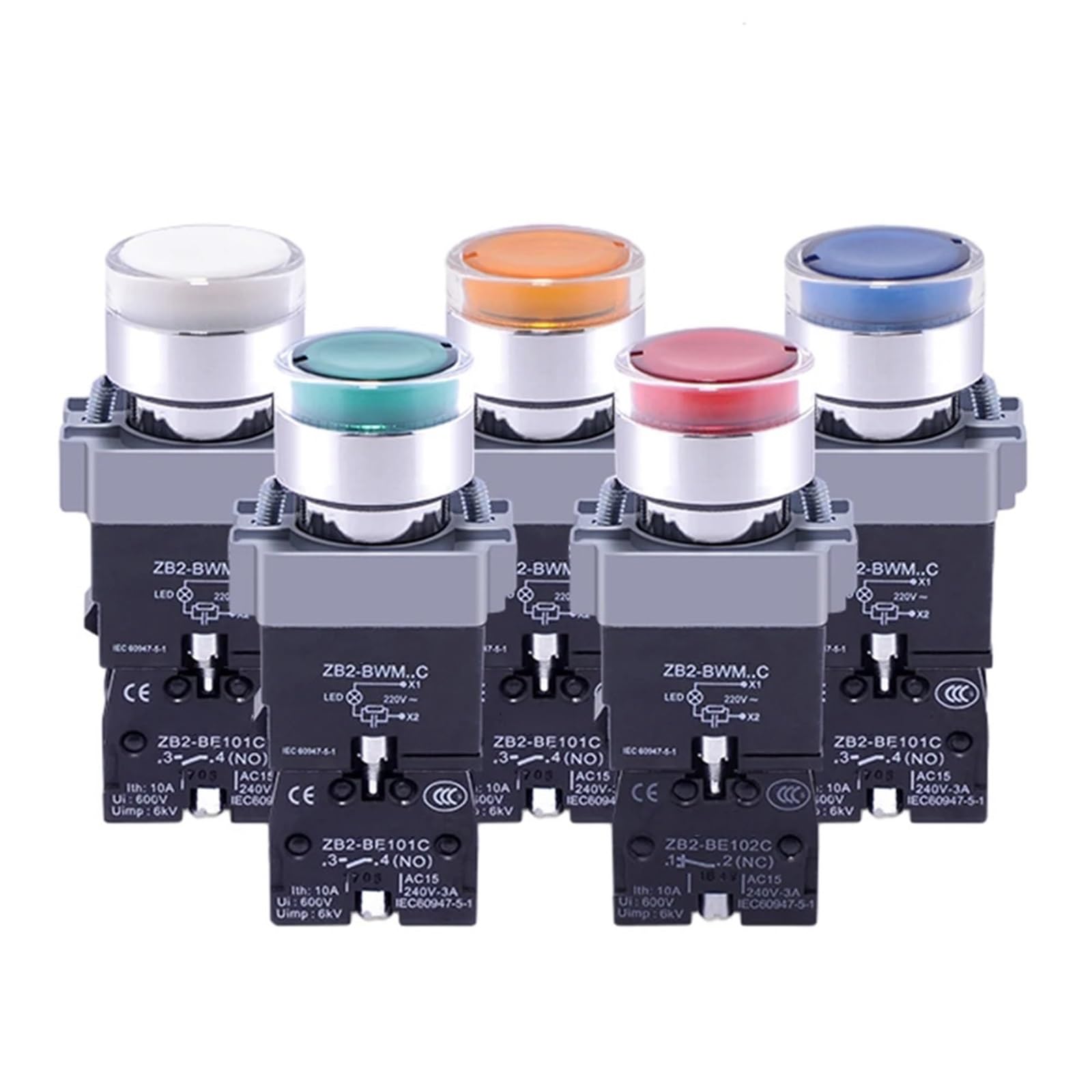1 interrupteur à bouton C ZB2-BE102C ZB2-BE101C ZB2-BWB avec lumière DC/AC 24 V AC 220 V XB2BW33B1C XB2B Series (XB2BW34B2C)