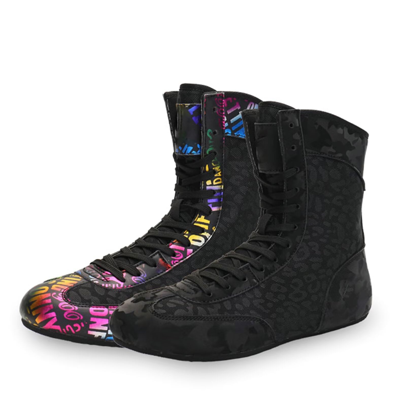 Zapatos de Lucha y Boxeo para niños - Zapatillas de Fitness para jóvenes, Zapatillas Altas Antideslizantes Culturismo, Kickboxing para Exteriores para Mujeres y Hombres