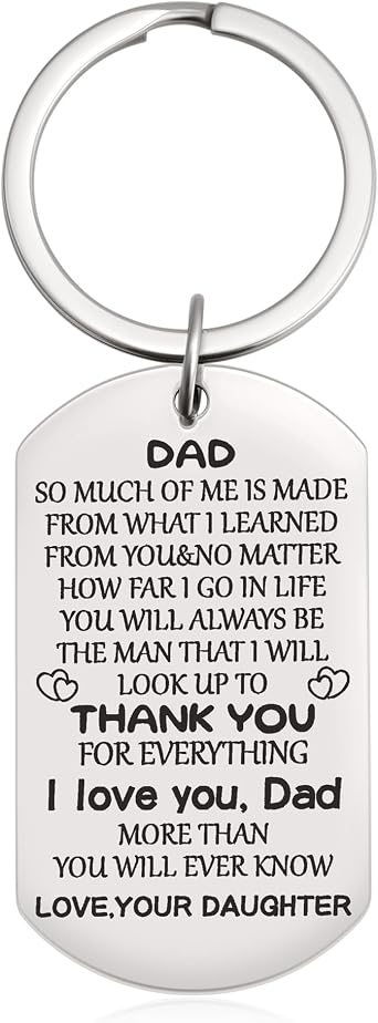 Fathers Day Gifts for Dad - Never Forget That I Love You Keychain for Men