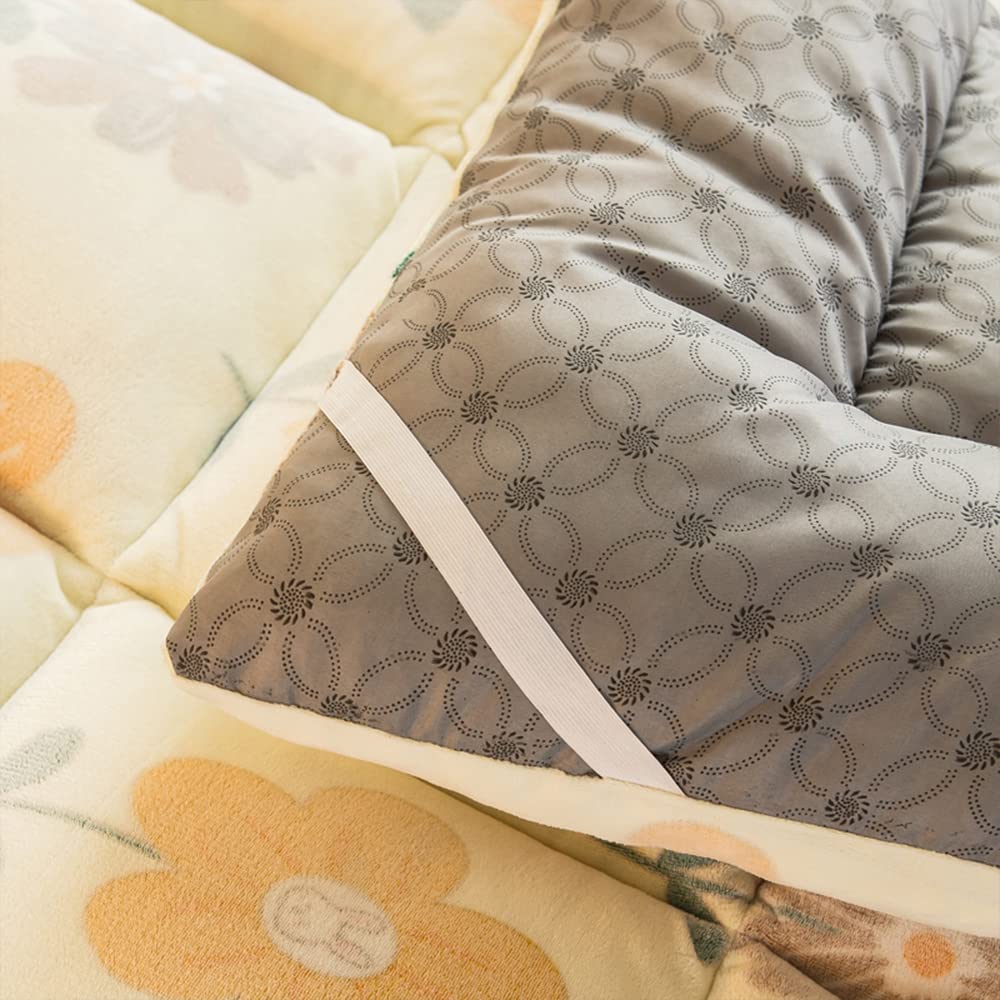 Miękki japoński materac futon o grubości 4 cm przenośne łóżko kempingowe ciepłe pluszowe pikowane podłoga śpiworek kwiatowy wzór 200 x 220 cm (79 x 86 cali) - idealny do domu i podróży
